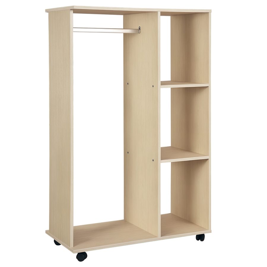 HOMCOM Kleiderschrank offener Dielenschrank, mit Kleiderstangen und Räder, für Schlafzimmer, E1 Spanplatte, Aluminium, 80x40x128 cm, Natur   Aosom von HOMCOM