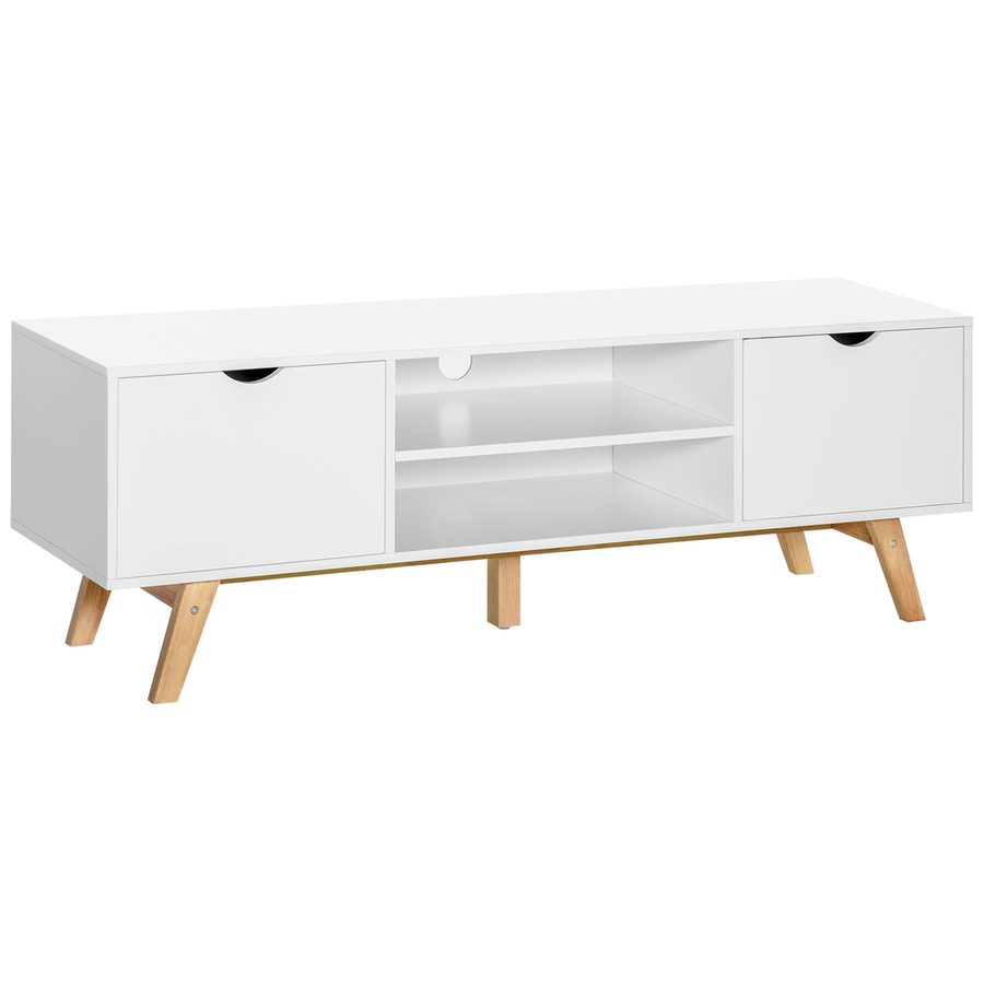 HOMCOM TV Schrank, TV-Kommode, Schrankelement mit Schubladen und Offene Regale, MDF, Weiß, 150 x 39 x 50 cm   Aosom von HOMCOM