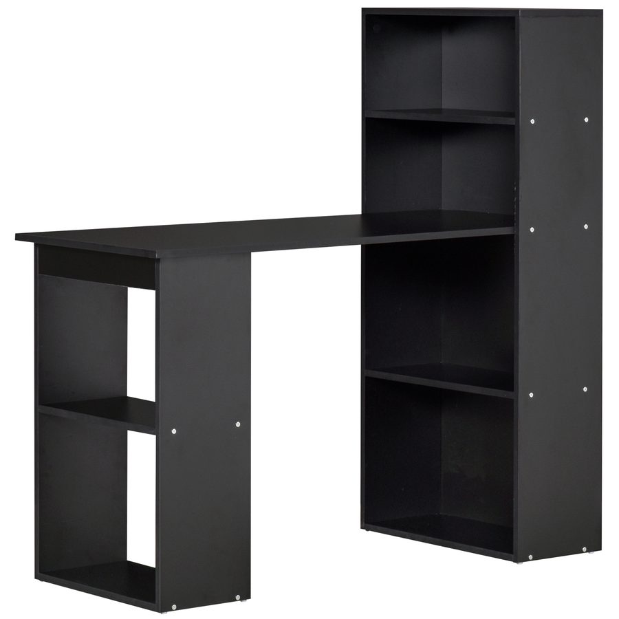 HOMCOM Computertisch mit angrenzendem Bücherregal Eckbüro 120L x 55B x 120H cm Multi-Lagerung Schwarz   Aosom von HOMCOM