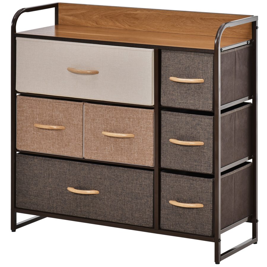 HOMCOM Kommode Schrank mit 7 Schubladen aus Leinen Schubladenschrank Aufbewahrungsschrank mit Metallrahmen für Schlafzimmer, Wohnzimmer, 80x29x78,5 cm   Aosom von HOMCOM