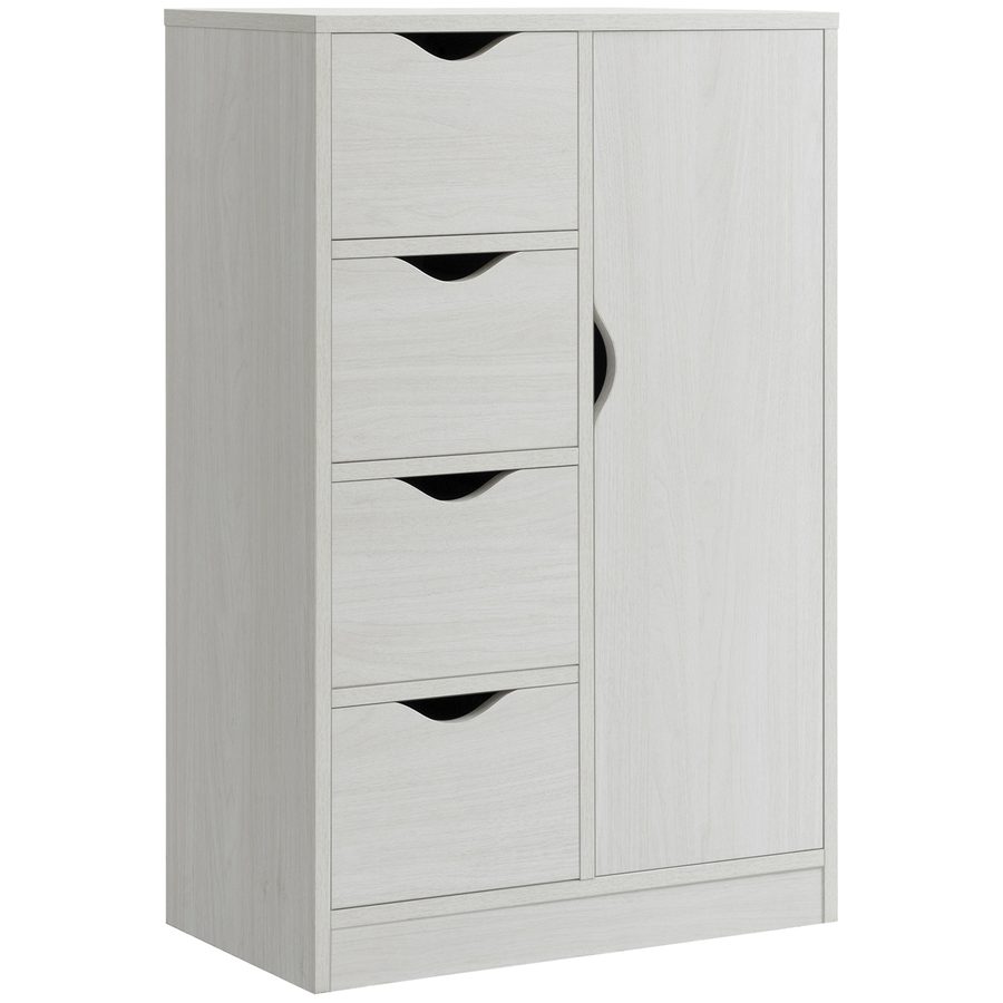 HOMCOM Aufbewahrungsschrank Sideboard Kommode modern 1 Schrank und 4 Schubladen - aus Holz - für Wohnzimmer, Küche, Eingangsbereich, Esszimmer - weiß   Aosom von HOMCOM
