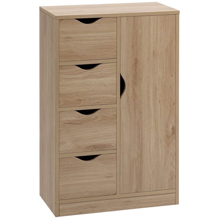 HOMCOM Aufbewahrungsschrank Sideboard modern mit 1 Schrank und 4 Schubladen - aus Holz - für Wohnzimmer, Küche, Eingangsbereich, Esszimmer - braun   Aosom von HOMCOM