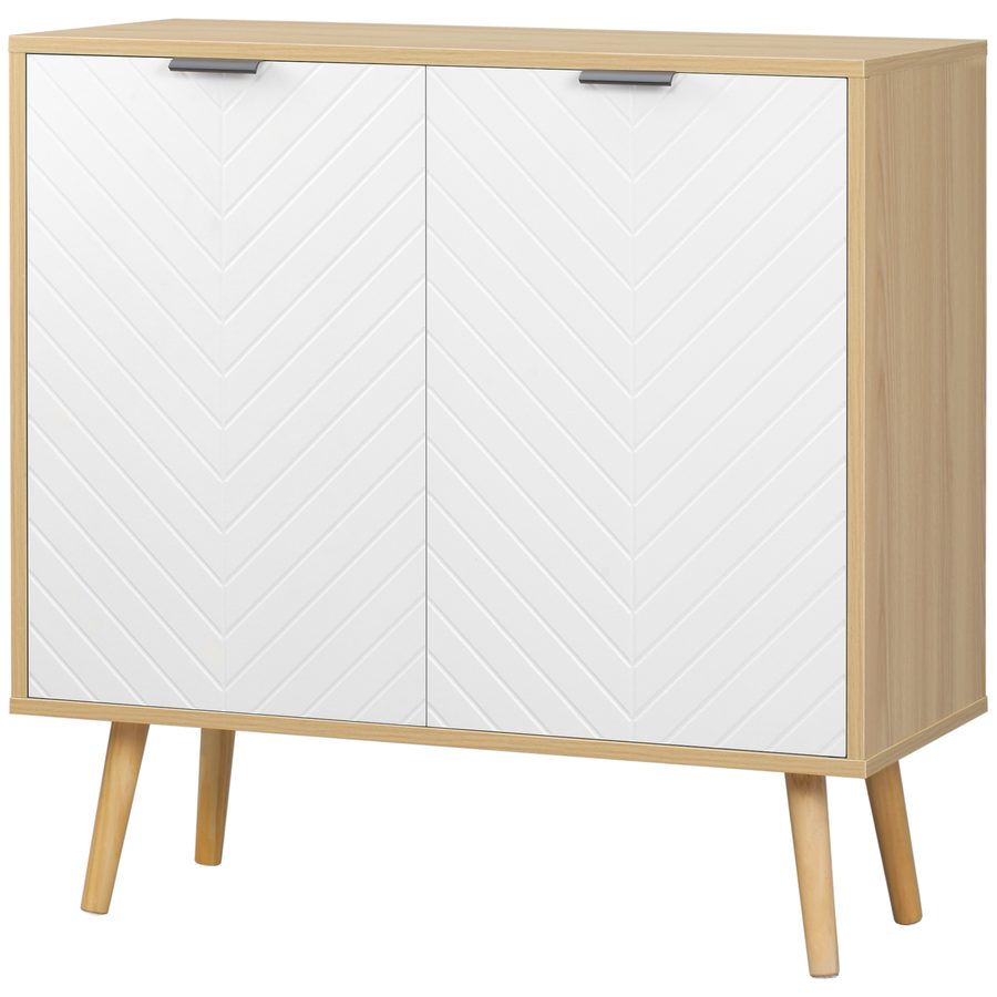 HOMCOM Moderner Mehrzweckschrank aus Spanplatte und Kiefernholz mit verstellbarem Innenregal auf 3 Ebenen, Schrank für Eingangsbereich Wohnzimmer Küche und Bad, 77x35x77.5 cm   Aosom von HOMCOM