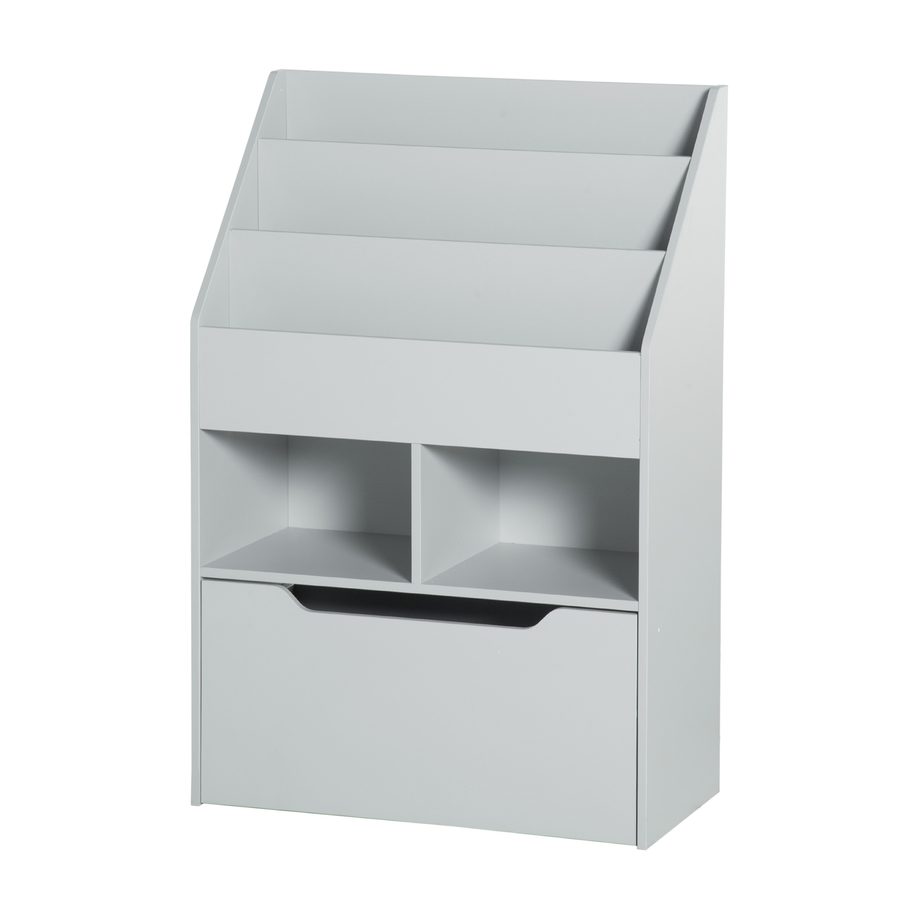 HOMCOM Bücherregal Regal Multi-Rangement 3 Regale 2 Fächer Große Schublade aus Holz Grau   Aosom von HOMCOM