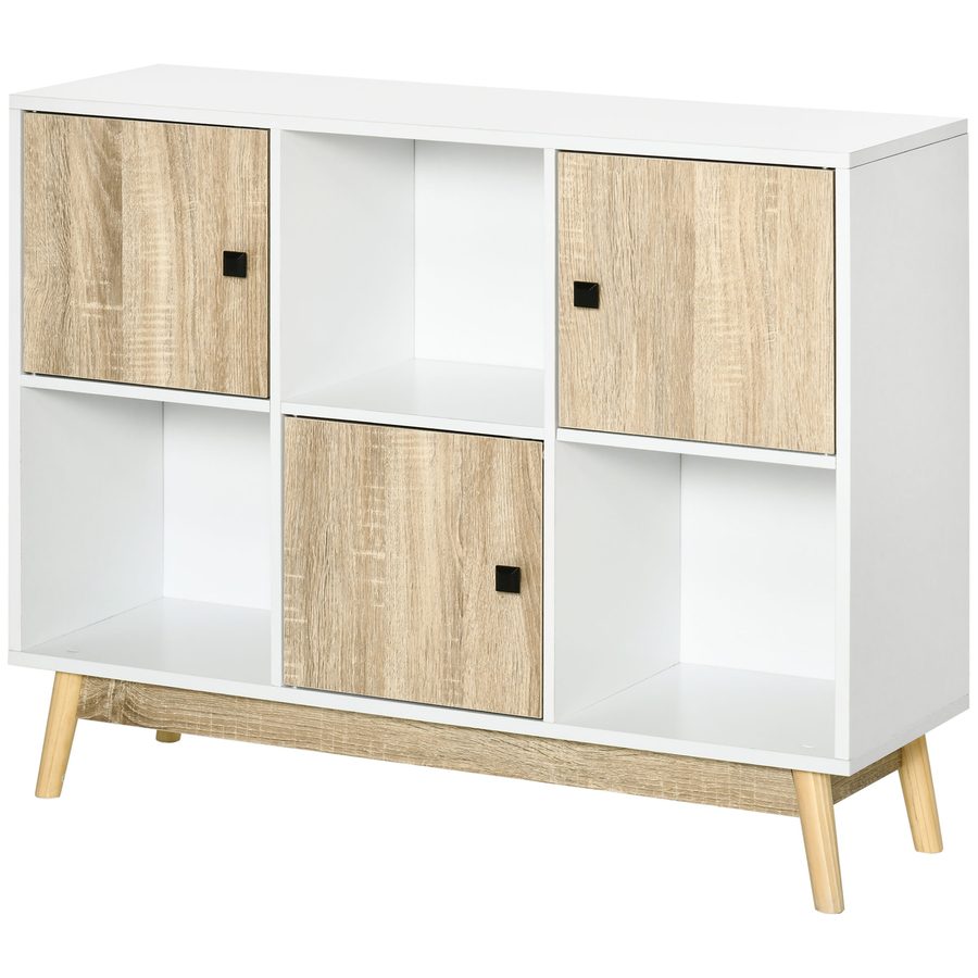 HOMCOM Buffet Aufbewahrungsschrank mit 6 Cubes für Wohnzimmer, Esszimmer, Schlafzimmer 96 B x 30 T x 75 H cm Weiß und Eiche   Aosom von HOMCOM