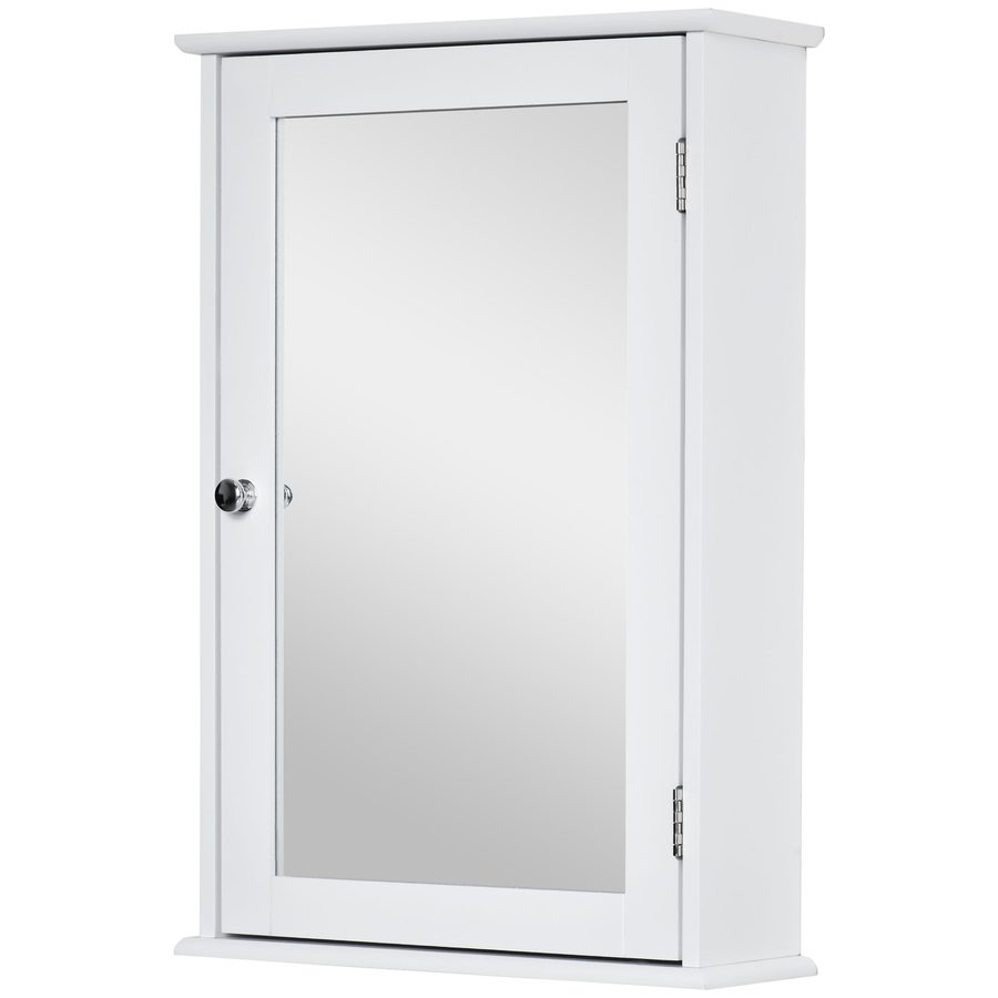 kleankin Wandspiegel-Schrank für das Badezimmer mit Spiegel - Spiegelschrank - WC-Aufbewahrungsschrank - 1 Tür, 2 Regale - Weißes MDF-Glas   Aosom von Kleankin