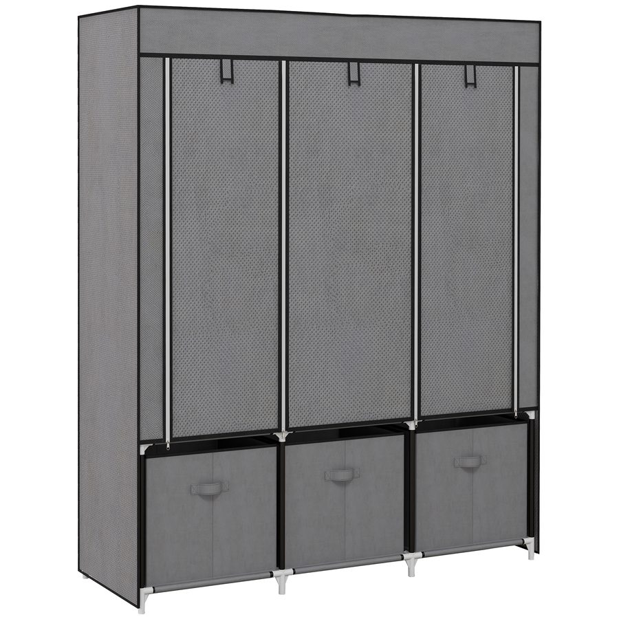 HOMCOM Garderobe Faltbar  Stoffschrank, Faltschrank mit Reißverschluss, Vliesstoff, Dunkelgrau, 125x43x162,5cm  Aosom von HOMCOM