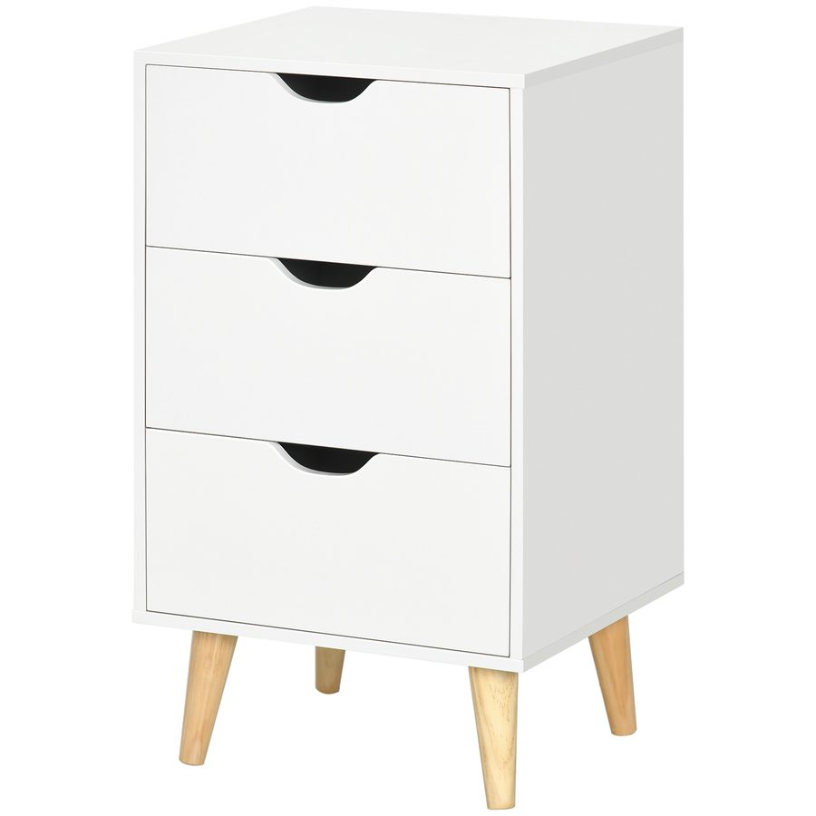 HOMCOM Kommode mit 3 Schubladen Nachtkonsole Aufbewahrungsmöbel im skandinavischen Stil aus Holz - 40 x 35 x 68,5 cm - Weiß   Aosom von HOMCOM
