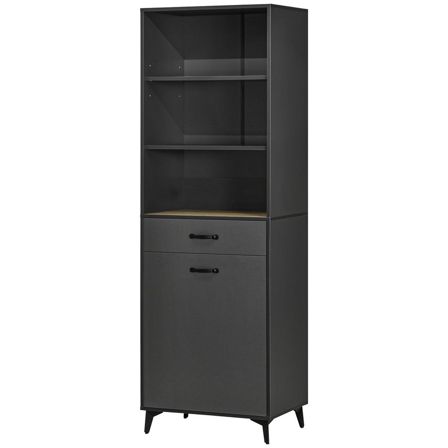 HOMCOM Buffet Küchenschrank Aufbewahrungsmöbel 180 cm für Küche Wohnzimmer Badezimmer Industriedesign - Metallbeine Schwarz Holz Grau   Aosom von HOMCOM