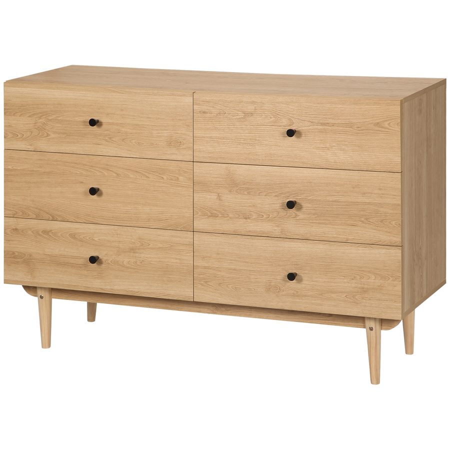 HOMCOM Kommode 6 Schubladen Aufbewahrungsschrank Massivholzbeine 120 x 40 x 80 cm Holzfarbe   Aosom von HOMCOM