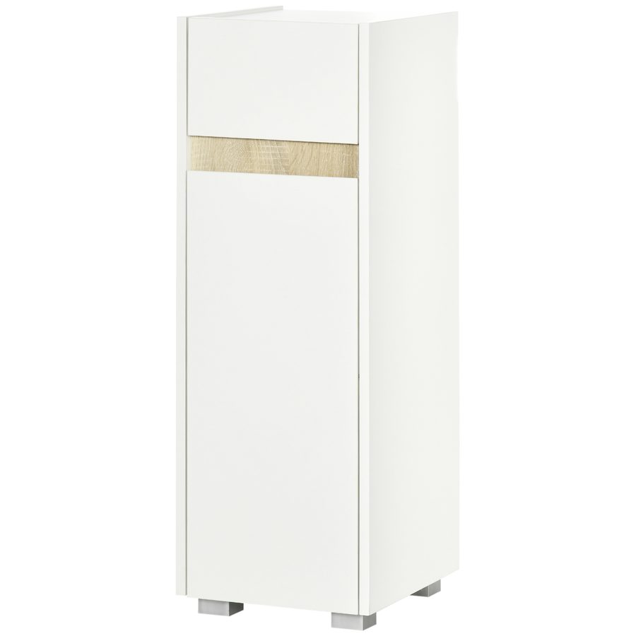 Kleankin Badezimmerschrank mit Schublade und Schrank mit verstellbarem Regal, Mehrzweck-Badezimmerschrank aus Holz, 30x33x88cm, Weiß   Aosom von Kleankin