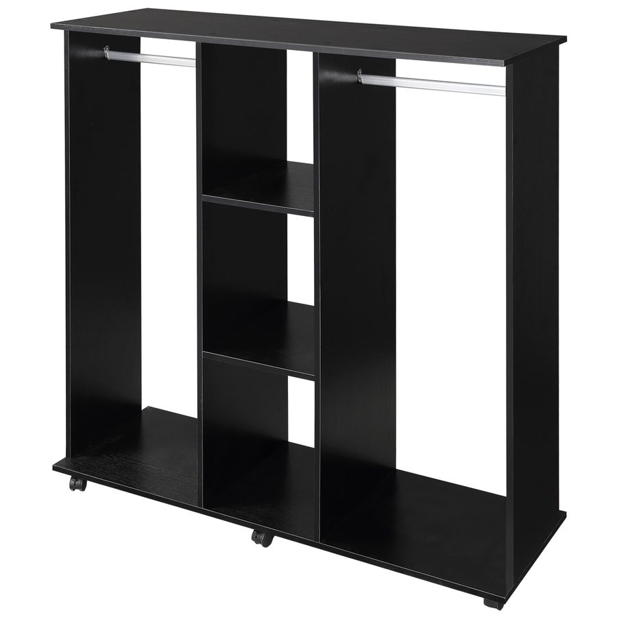 HOMCOM Garderobenschrank Mobiler Aufbewahrungsschrank 6 Rollen 120L x 40B x 128H cm aus Holz Schwarz   Aosom von HOMCOM