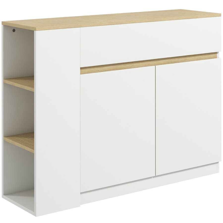 HOMCOM Sideboard, Küchenschrank mit Schublade, 3-Stufigem Regal, Aufbewahrungsschrank mit Kippschutz, Wohnzimmerschrank für Küche, Weiß, 110 x 29,5 x 82 cm   Aosom von HOMCOM