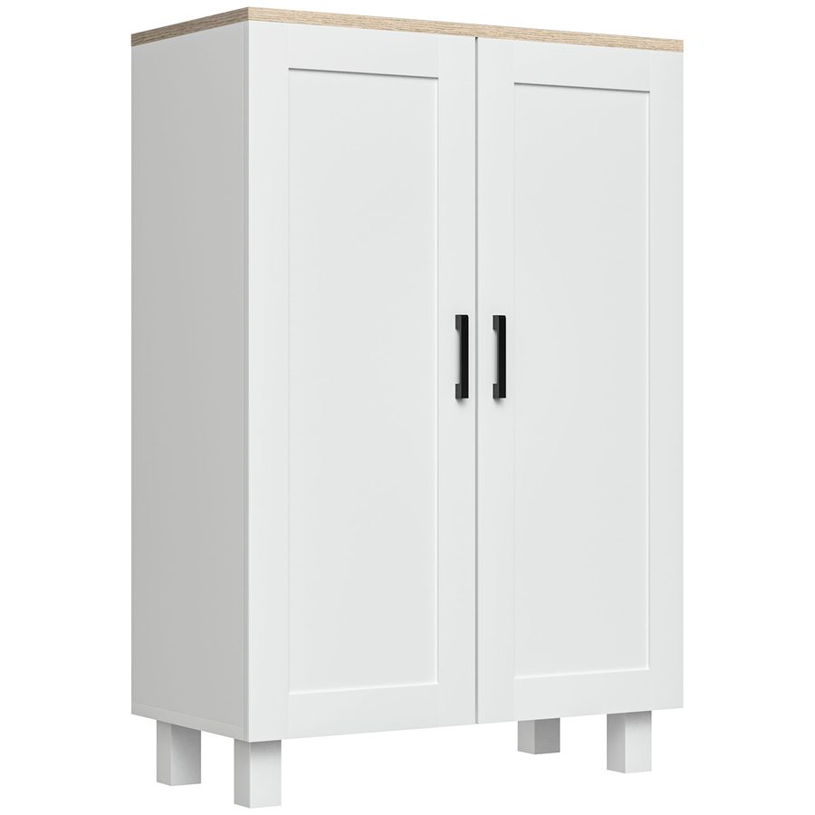 HOMCOM Skandinavischer Küchenschrank, 2 Türen, höhenverstellbares Regal, erhöhte Basis, vielseitiger Aufbewahrungsschrank für Wohn- und Esszimmer, 60x30x90 cm, Weiß   Aosom von HOMCOM