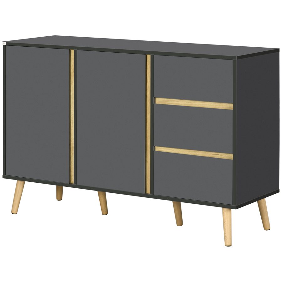HOMCOM Sideboard mit Stil skandinavischer Möbel mit 2 Türen 3 Schubladen - 120 x 40 x 80 cm - Anthrazitgrau   Aosom von HOMCOM
