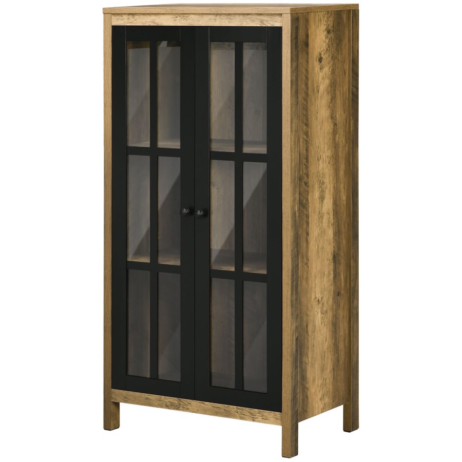 HOMCOM Moderner Schrank mit 2 Glastüren und Holz, Möbel für Wohn- und Wohnzimmer, 60x35x120cm, Braun   Aosom von HOMCOM