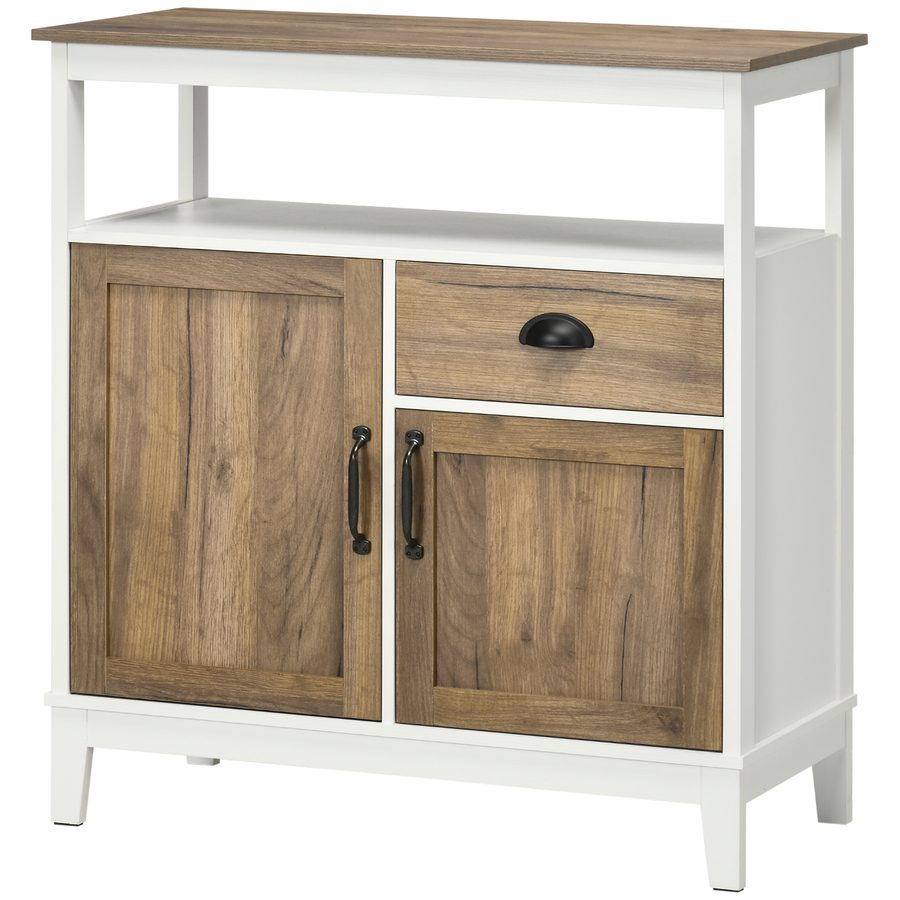 HOMCOM Buffet Küche, Aufbewahrungsmöbel, 2 Türen, mit 1 Schublade, verstellbares Regal, offenes Fach, 76,6 x 35 x 81,5 cm, Eichenbraun   Aosom von HOMCOM