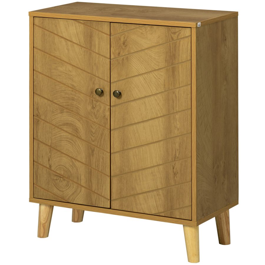 HOMCOM Sideboard für Wohnzimmer, vielseitiger Schrank im Vintage-Stil für Küche mit 2 Innenregalen, Spanplatte, 60x30x76cm, Farbe Holz   Aosom von HOMCOM
