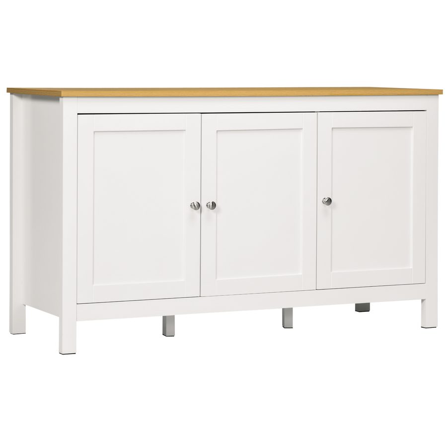 HOMCOM Sideboard Schrank mit 3 Türen 2 höhenverstellbaren Regalen Holzoptikplatte - 120 x 40 x 70 cm weiß   Aosom von HOMCOM