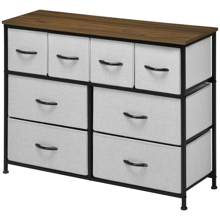 HOMCOM Kommode 8 Schubladen Schrank Schublade Stoff Faltbar - Schwarz Stahlstruktur - 100 x 30 x 78 cm   Aosom von HOMCOM