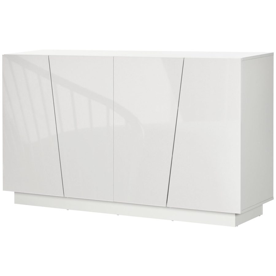 HOMCOM Aufbewahrungsregal Buffet Wohnzimmer mit Türen und verstellbarem Regal, Aufbewahrungsschrank für Wohnzimmer, Küche, Schlafzimmer, 150 x 40 x 88 cm, glänzendes Weiß   Aosom von HOMCOM