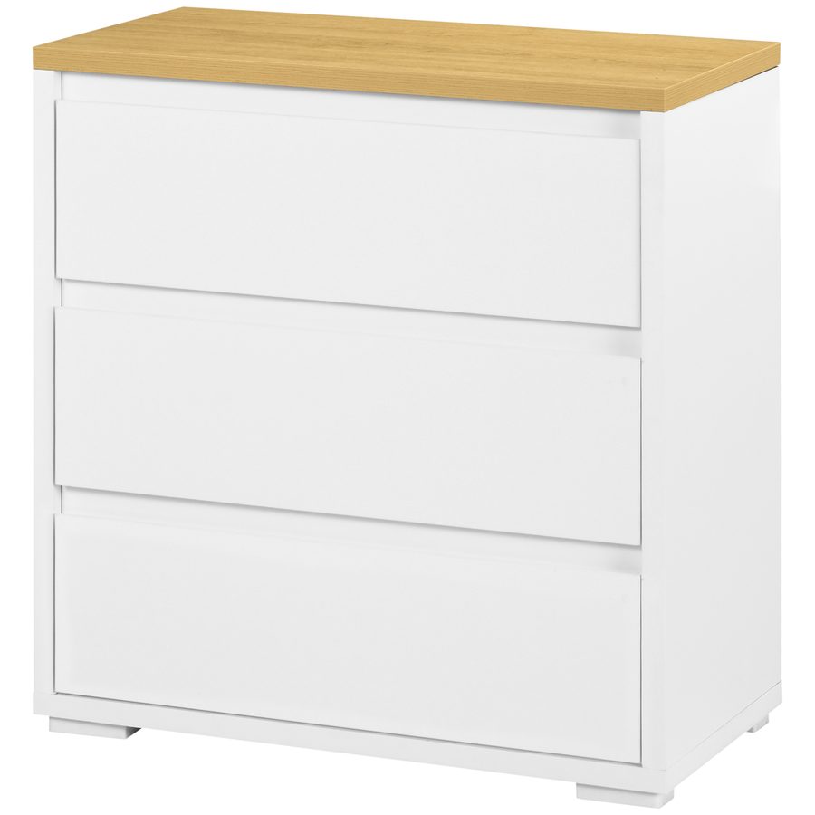 HOMCOM Kommode mit 3 Schubladen aus Spanplatte in Weiß für Schlafzimmer, Büro und Wohnzimmer, 70x37x75cm   Aosom von HOMCOM