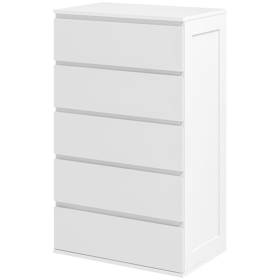 HOMCOM Kommode 5 Schubladen Schlafzimmer Schrank Aufbewahrungsmöbel modernes Design mit sanftem Schließmechanismus, für Schlafzimmer, Wohnzimmer - 60 x 38 x 100 cm, Weiß   Aosom von HOMCOM