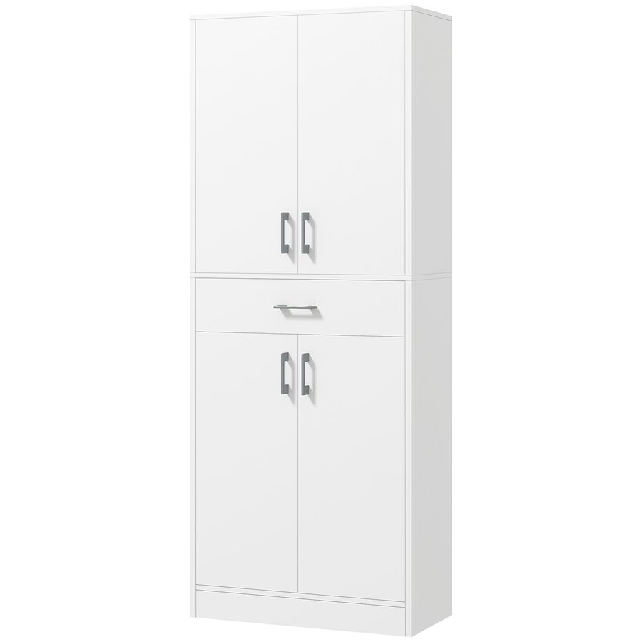 HOMCOM Küchenbuffet Küchenschrank hoher Schrank 2 verstellbare Regale 4 Türen 2 Schränke und 1 zentrale Schublade Höhe 180 cm Weiß   Aosom von HOMCOM