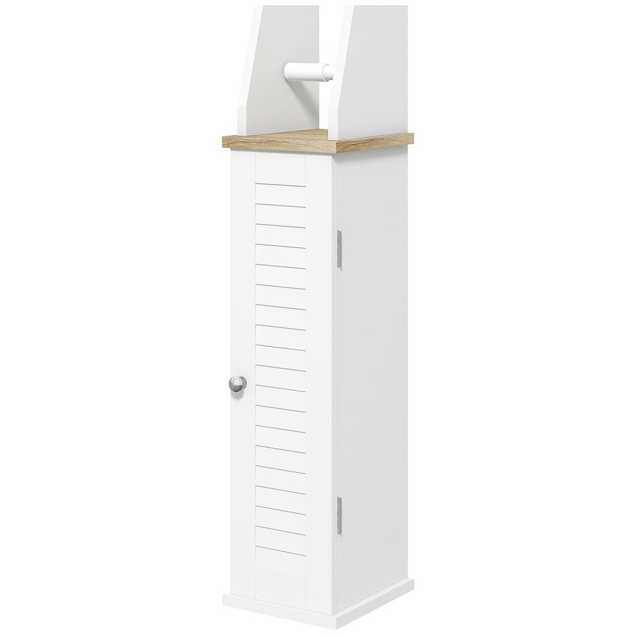Kleankin Toilettenpapierhalter Schrank für Toilette mit Schrank und höhenverstellbarem Regal Badezimmermöbel im modernen Design 18 x 20 x 80 cm Weiß   Aosom von Kleankin