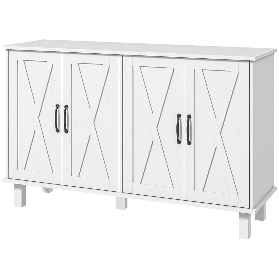 HOMCOM Buffet Sideboard Landhaus-Stil Küchenschrank 2 Doppeltürschrank mit verstellbaren Regalen 120 x 37 x 75 cm - weiß   Aosom von HOMCOM