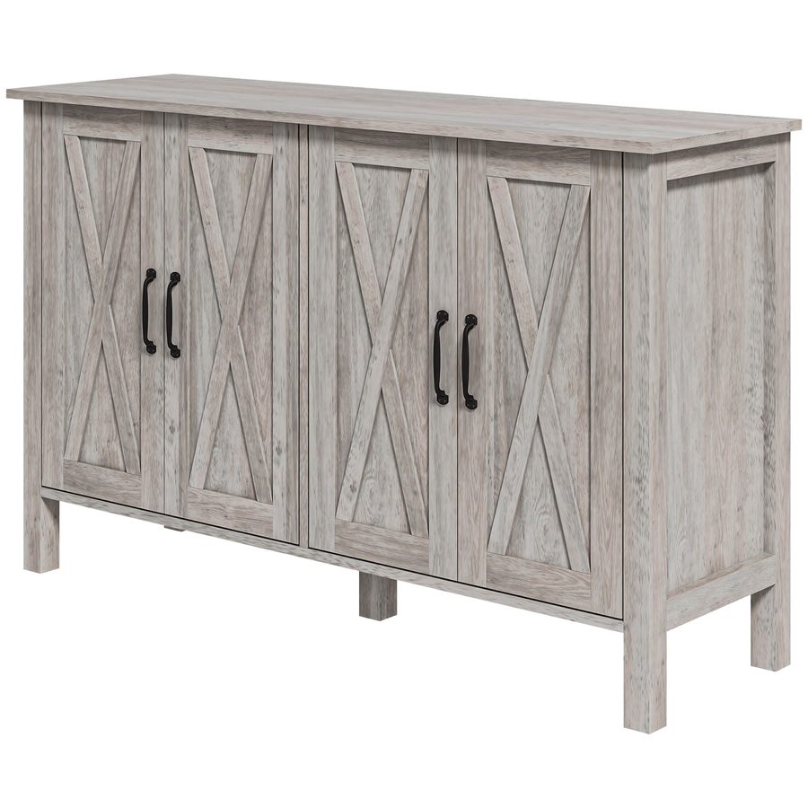 HOMCOM Mobiletto Rustico mit 2 verstellbaren Regalböden, Buffetschrank für Fernseher bis zu 55 Zoll mit 4 Holztüren, 120x37x75 cm, Grau   Aosom von HOMCOM
