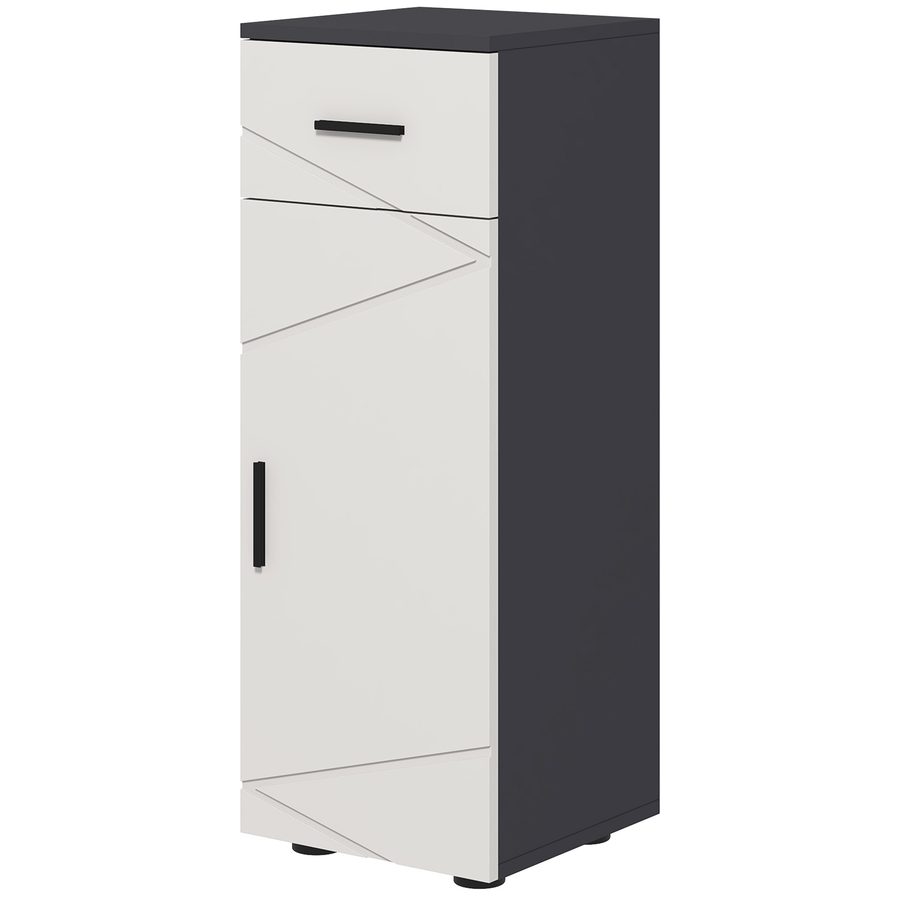 kleankin Badezimmerschrank mit Schublade und 2 Verstellbaren Schrankfächern, Holz Badezimmermöbel, 30x30x82 cm, Grau   Aosom von Kleankin