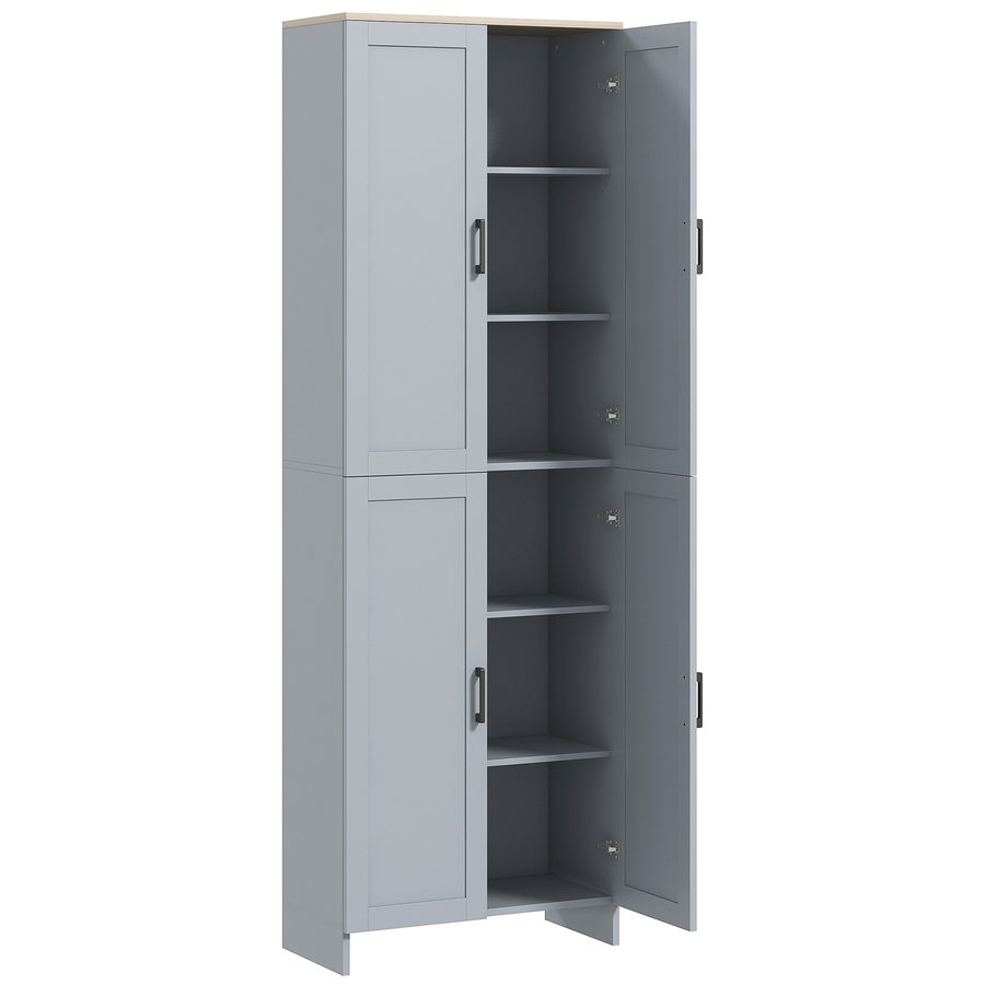 HOMCOM Küchenschrank Buffet Geschirrschrank vielseitiger Aufbewahrungsschrank moderner Stil mit 4 Türen und verstellbaren Regalen, 60 x 30 x 170,5 cm, grau   Aosom von HOMCOM