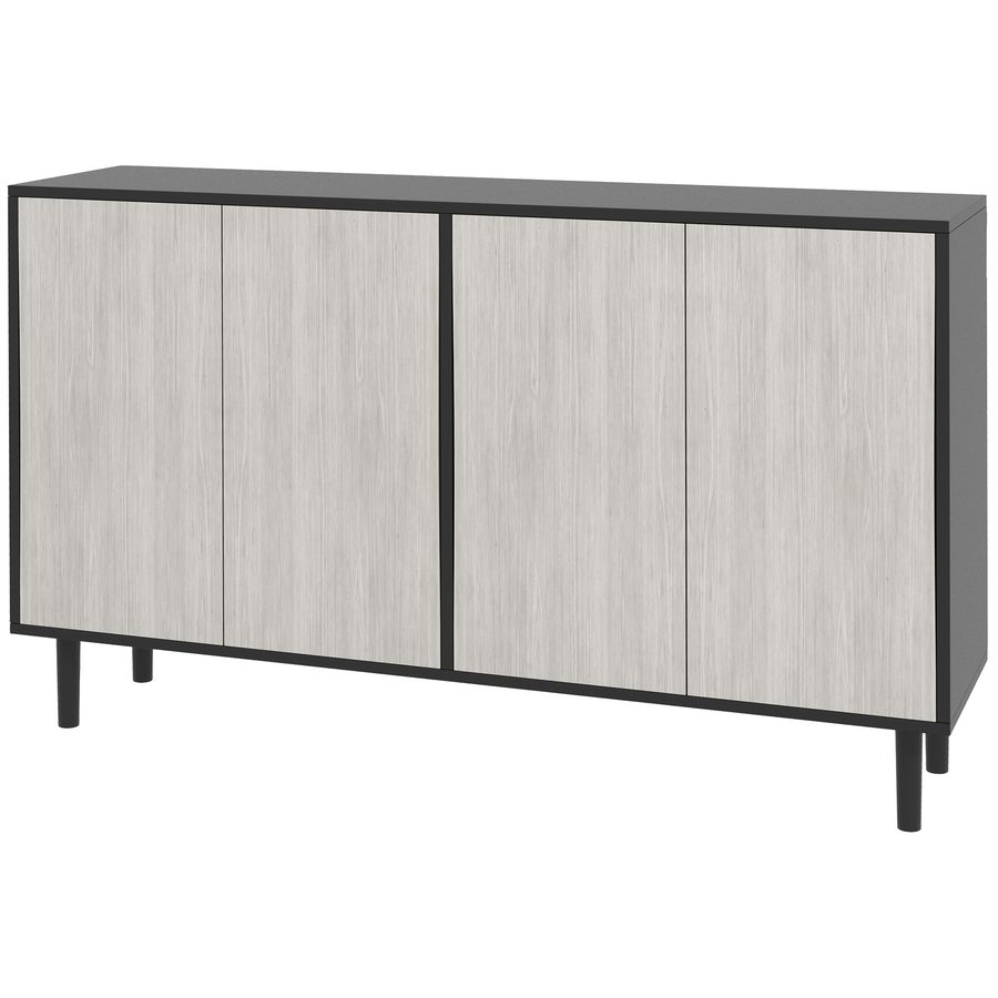 HOMCOM Buffet Küchenschrank Aufbewahrungsschrank Küchengeschirrschrank 2 Schränke mit verstellbaren Regalen, 121 x 37 x 75 cm, Schwarz und Grau   Aosom von HOMCOM