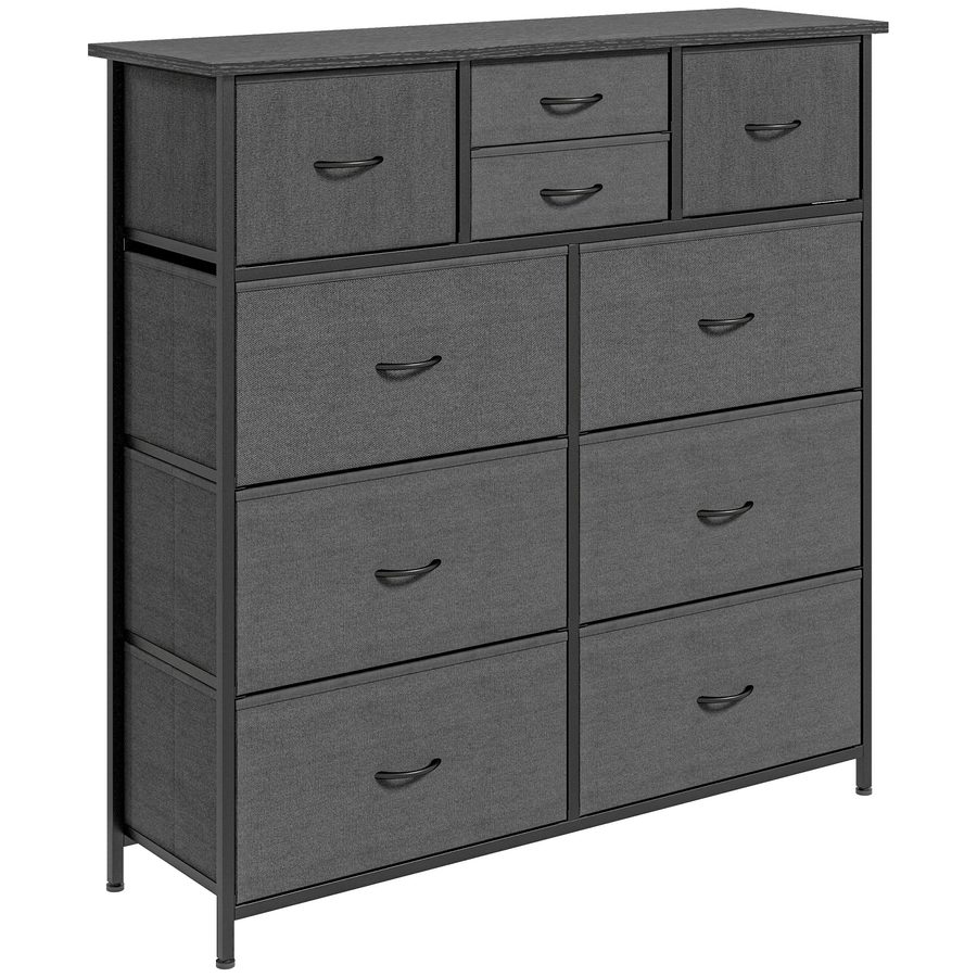 HOMCOM Kommode Aufbewahrungsschrank mit 10 faltbaren Stoffschubladen modernes Sideboard für Wohnzimmer Schlafzimmer aus Stahl schwarz   Aosom.de von HOMCOM