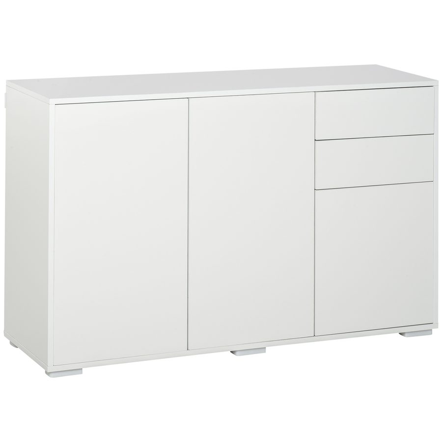 HOMCOM Sideboard Weiß  Kommode mit 2 Schubladen & 3 Türen, Mehrzweckschrank, Aktenschrank, 117x36x74cm  Aosom von HOMCOM