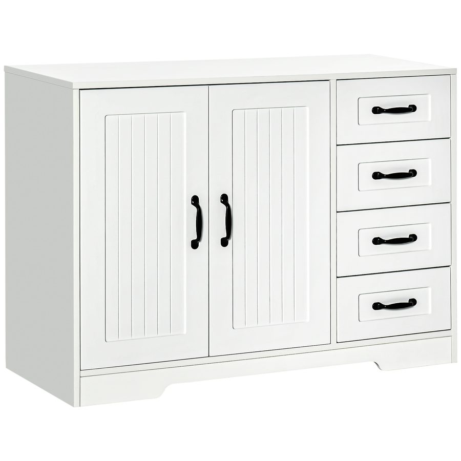 HOMCOM Sideboard Weißer Beistellschrank mit 4 Schubladen, verstellbarem Einlegeboden & Kippschutz für Küche & Wohnzimmer   Aosom.de von HOMCOM