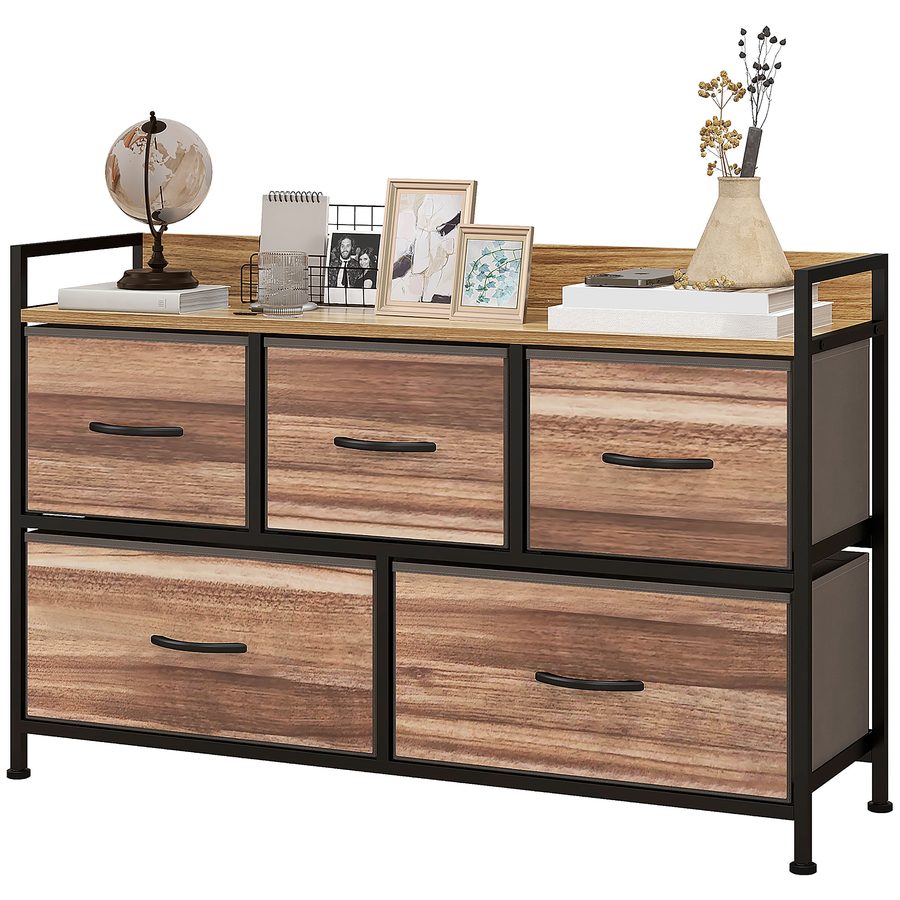 HOMCOM Kommode Aufbewahrungsmöbel 5 Schubladen aus Stoff 98 x 29 x 63 cm in schwarzer Stahlstruktur   Aosom von HOMCOM