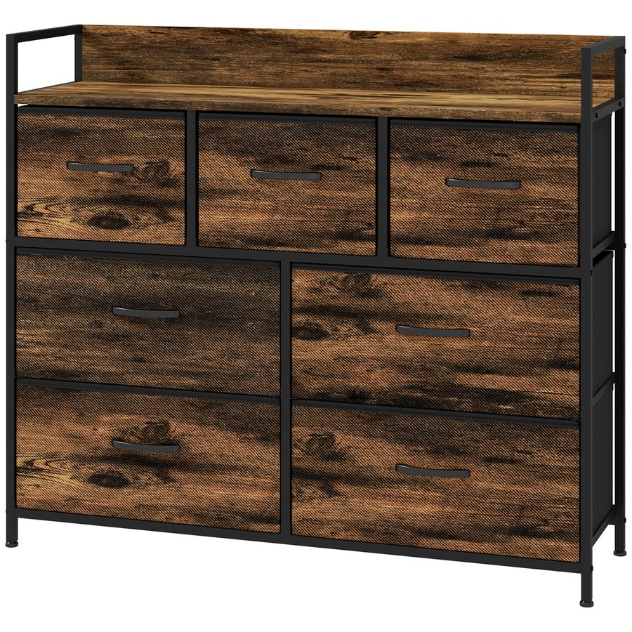 HOMCOM Kommode mit 7 Stoffschubladen, Anti-Kipp, Aufbewahrungsschränke, Sideboard MDF, Braun   Aosom.de von HOMCOM