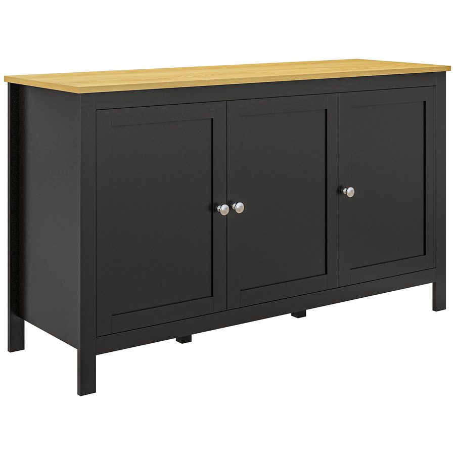 HOMCOM Sideboard mit 3 Türen, Wohnzimmer-Sideboard mit verstellbaren Einlegeböden, für Küche, Flur, Esszimmer, Schlafzimmer, Schwarz, 120x40x70 cm   Aosom von HOMCOM