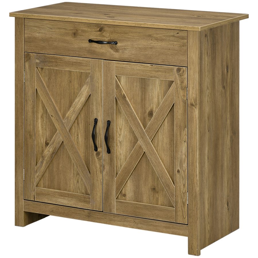 HOMCOM Küchenschrank, 2-türig mit verstellbaren Einlegeböden und Schublade, Landhausstil, Buffet/Sideboard für Wohnzimmer und Esszimmer, 80x39.7x80cm, Holzoptik   Aosom von HOMCOM