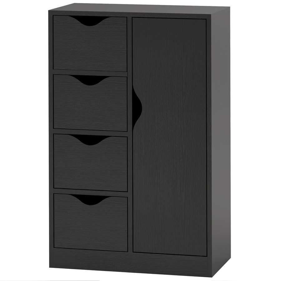 HOMCOM Buffet Kommode modernes Möbelstück 1 Schrank und 4 Schubladen - aus Holz - für Wohnzimmer, Küche, Diele, Esszimmer - Schwarz   Aosom von HOMCOM