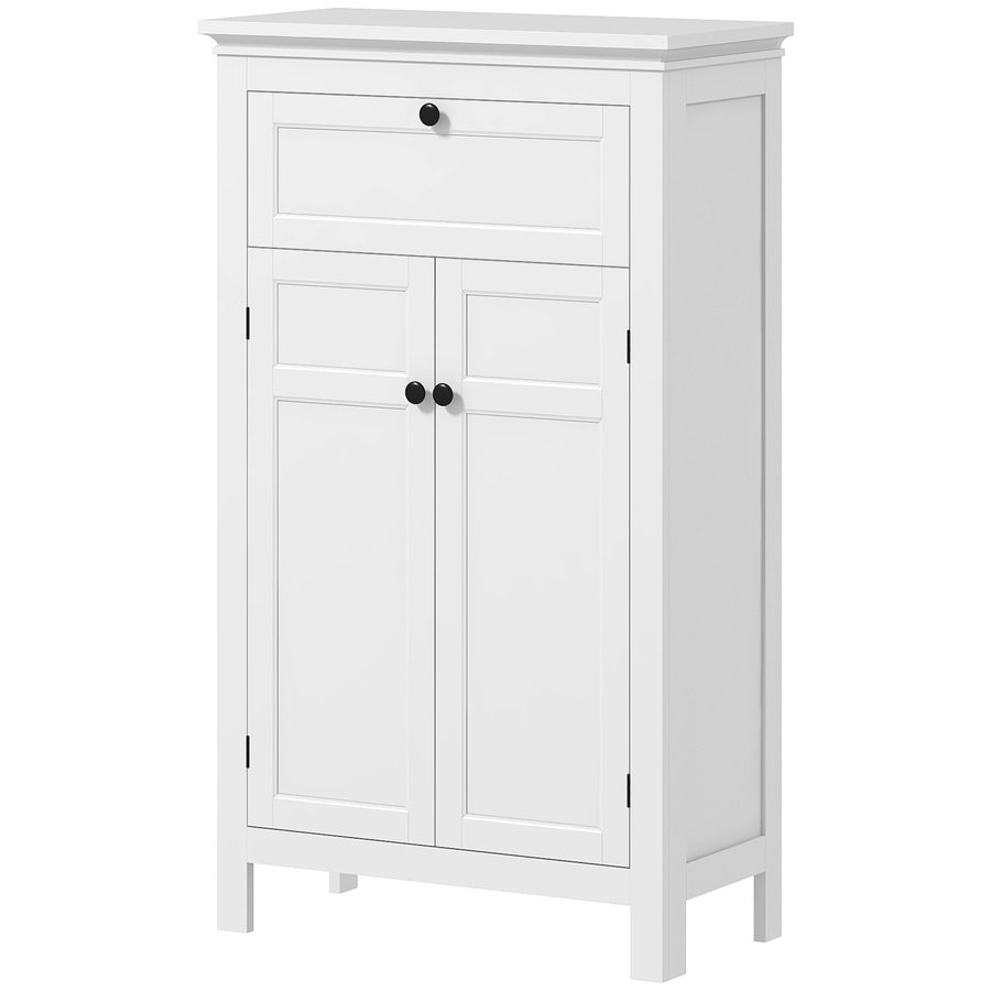 HOMCOM Badezimmerschrank Aufbewahrungsschrank Badezimmerschrank mit Schublade und Schrank, verstellbare Regale, für Badezimmer, Wohnzimmer, Küche - 60 x 30 x 102,5 cm, weiß   Aosom von HOMCOM
