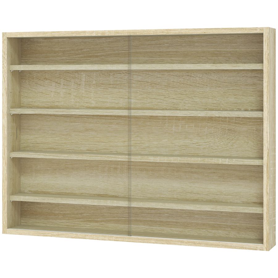 HOMCOM Wandvitrine mit 5 verstellbaren Regalen, Glas- und Spanplattenkonstruktion, 80x9.5x60 cm, Holzfarbe   Aosom von HOMCOM