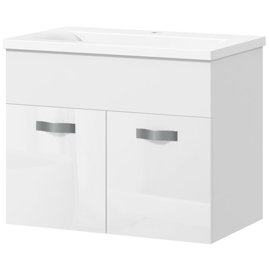 Kleankin Mobiles Badezimmer mit Waschbecken, 2-türiger Schrank mit Waschbecken und Soft-Close-Scharnieren, 61x40x50cm, Glänzendes Weiß   Aosom von Kleankin