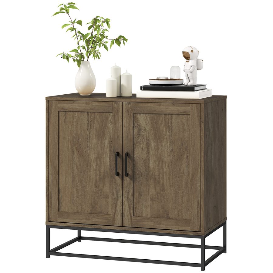 HOMCOM Sideboard Aufbewahrungsschrank im modernen Stil mit 2 Türen, verstellbares Regal - Sideboard für Ess- und Wohnzimmer, 80 x 40 x 78 cm, Naturholz   Aosom von HOMCOM