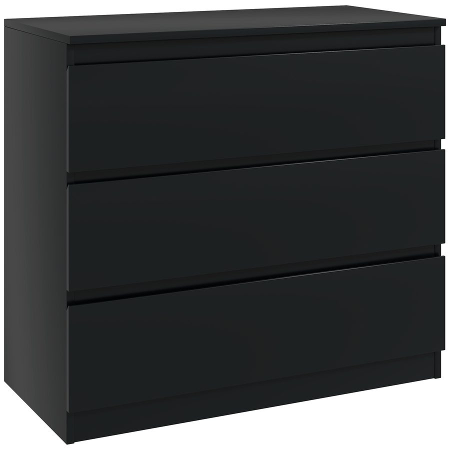 HOMCOM Kommode 3 Schubladen, schlichtes Aufbewahrungsmöbel im modernen Stil mit Soft-Close-Mechanismus, für Schlafzimmer, Wohnzimmer - 80 x 39 x 73 cm, schwarz   Aosom von HOMCOM