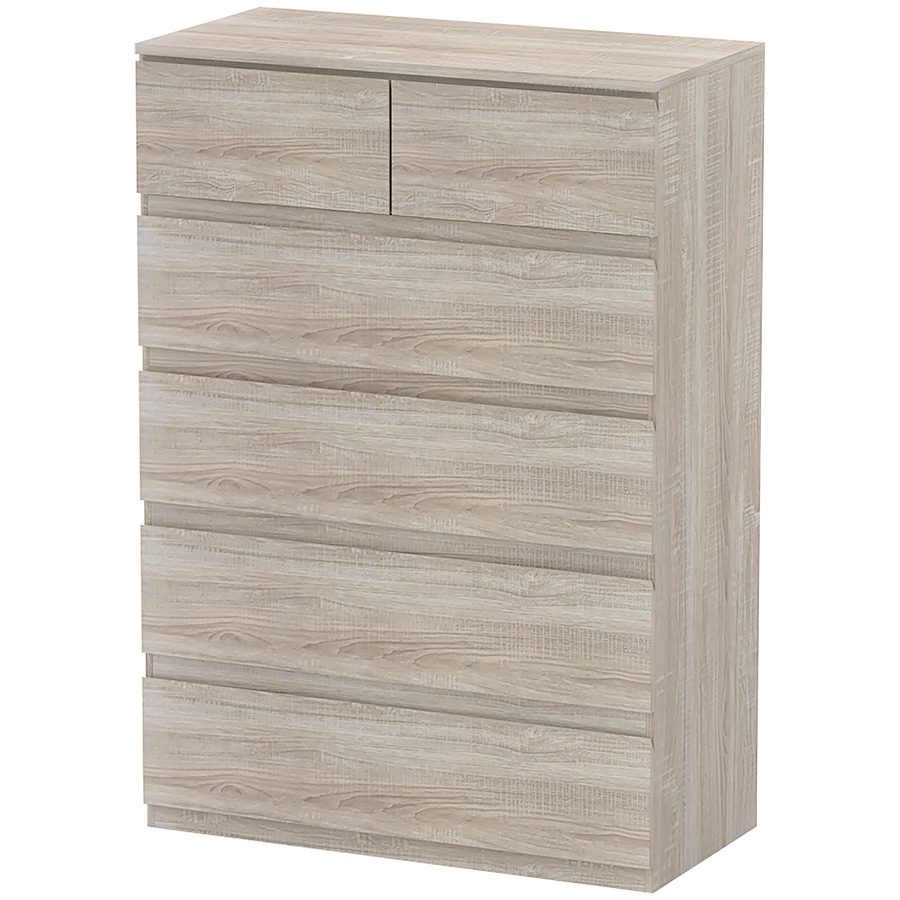 HOMCOM Schubladenschrank 6 Schubladen Aufbewahrungsschrank ohne Griffe minimalistisches Design - 80 x 39 x 115 cm - Naturholz   Aosom von HOMCOM