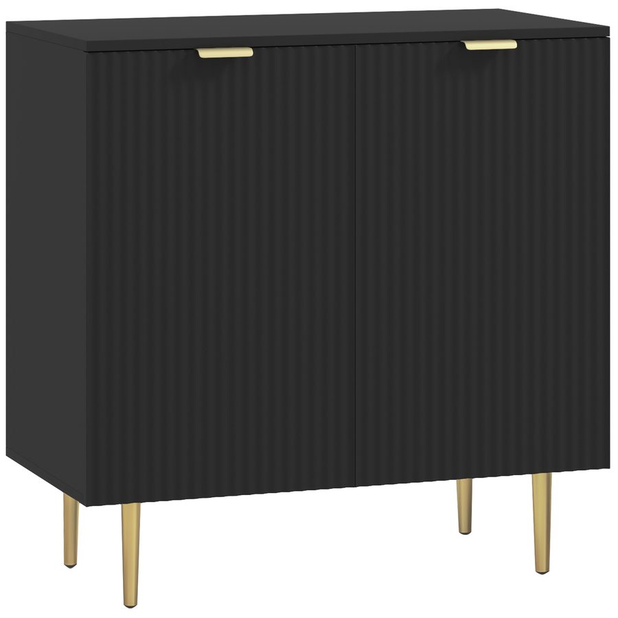 HOMCOM Küchenbuffet, Aufbewahrungsmöbel mit 2 Türen, verstellbares Regal, erhöhte Metallfüße, für Küche, Wohnzimmer, 80 x 40 x 80 cm, schwarz   Aosom von HOMCOM
