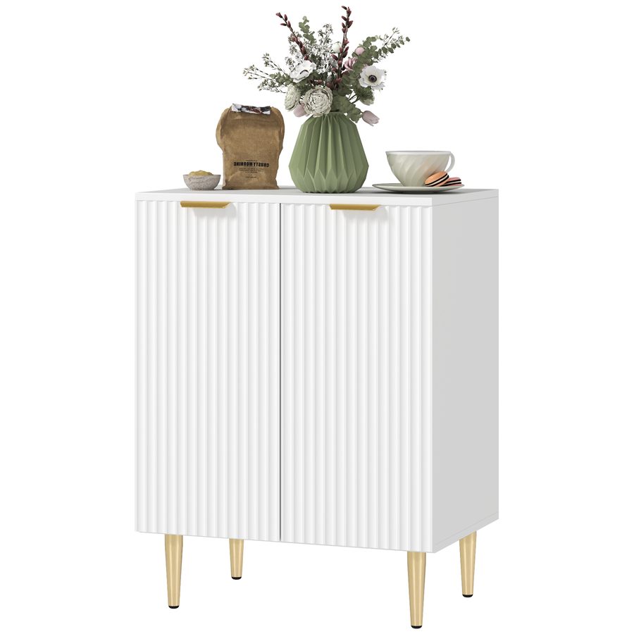HOMCOM Küchenbuffet, Aufbewahrungsmöbel mit 2 Türen, verstellbarem Regal, erhöhten Metallfüßen, für Küche, Wohnzimmer, 60 x 40 x 80 cm, weiß   Aosom von HOMCOM